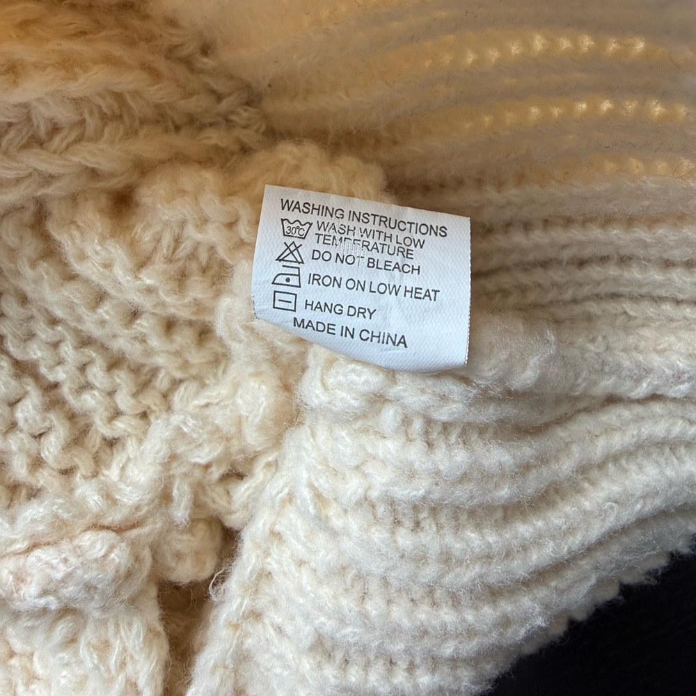 Chunky Cable Knit Cardigan Cream Oversized Fisherman Grandpa Sweater - Picture 13 of 15